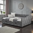 thumbnail image 3 of Tcbosik Full Size Daybed with Drawers, Upholstered Sofa Bed, Wood Bed Frame, Space Saving, Grey, 3 of 9