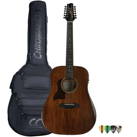 Solid Top 12 String Dreadnought (Sawtooth Mahogany Series Left-Handed 12-String Solid Mahogany Top Acoustic-Electric Dreadnought Guitar with Padded Gig Bag & Pick)