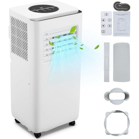 10000 BTU Portable Air Conditioners, Portable AC Unit with Remote Control, Energy-Efficient Cooling for 450 Sq.Ft, 3-In-1 Cool, Fan, Dehumidify Modes,Auto Swing, Sleep Mode, 24H Timer