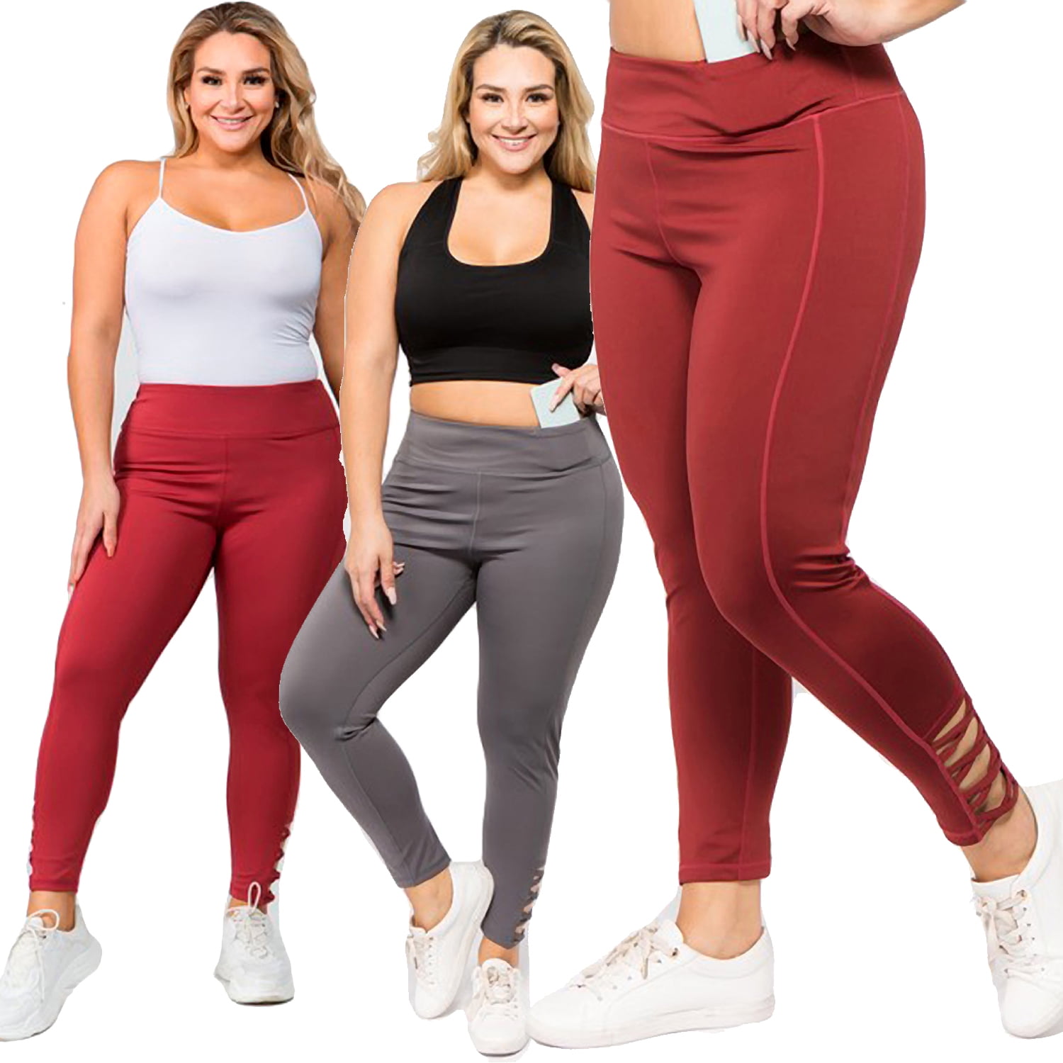 Women's Active Lattice Ankle Cutout Workout Leggings (Plus Size ...