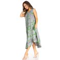 thumbnail image 3 of Sakkas Starlight Fourth Women's Tie Dye Caftan Tank Dress/Cover Up Beach Kaftan - 43-Green - One Size, 3 of 5
