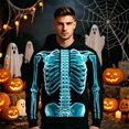 thumbnail image 2 of RUTAYY Men's Hoodie Long Sleeve Halloween Glowing Skeleton Ribcage Graphic Streetwear Sweatshirt Blue, 2 of 5