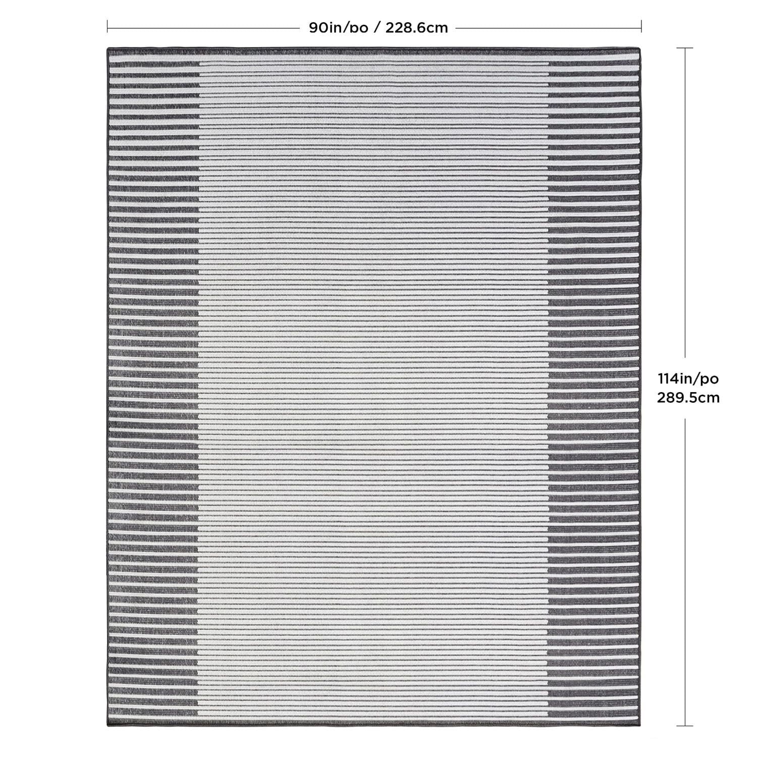 Tapis d'Intérieur-Extérieur Rayures Grises Eden de 7 pi 6 po x 9 pi 6 po 8pi x 10pi