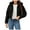 Black, variant on Womens Trendy Winter Coat Lamb Fur Leather Cropped Lambswool Biker Jacket Lapel Zipper Bomber Aviator Coat Black, S