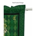 thumbnail image 5 of St. Patrick's Day Linen Curtain Valance for Bedroom/Bathroom/Kitchen/Office/Living/Dining Room Windows,Flower Leaves Vase Green Buffao Lattice Pocket Topper Drapes Decorative Cafe Drapery Panel 60x18, 5 of 6