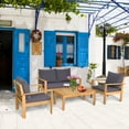 thumbnail image 4 of Gymax Ensemble de Conversation en Bois Rembourré 8 Pcs Ensemble de Mobilier de Patio Extérieur, 4 of 9