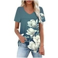 thumbnail image 2 of Otvok Womens Printed V-Neck Short-Sleeved T-Shirt Loose Top Short Sleeve Summer Tops, 2 of 6