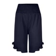 thumbnail image 6 of Bermuda Shorts for Women Knee Length Lightweight Flared Ruffle Hem Shorts High Waisted Wide Leg Pants with Pocket, 6 of 7
