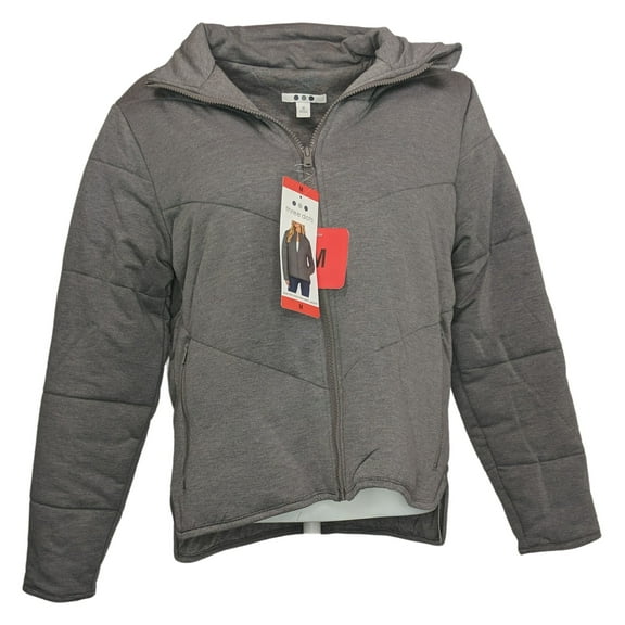 Three Dots Womens Quilted Fleece Mock Neck Jacket