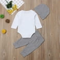 thumbnail image 5 of Douhoow Newborn Baby Boy Clothing Set Little Brother Romper Elastic Trousers Plain Hat, 5 of 8