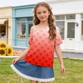 thumbnail image 2 of HAOTAGS Girls Short Sleeve T-Shirts, Cute Casual Summer Round Neck Tee Printed One-Shoulder Tops Red Size 11, 2 of 9