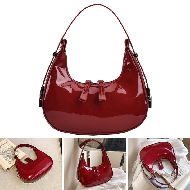 Bolso Media para Mujer Bolso Hombro Informal Bolso Elegante para Citas (rojo L)