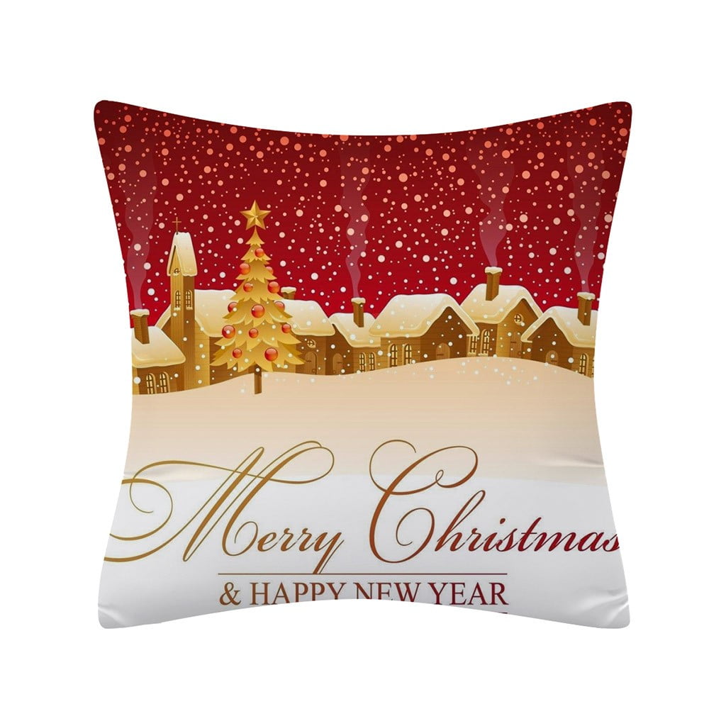 Polyester Designed Merry Case Christmas Christmas Pillow Gift Cushion Cover 