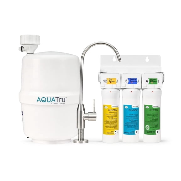 AquaTru Under Sink Alkaline Reverse Osmosis Water Purifier with Faucet, 4-Stage Filtration