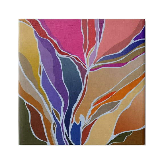 Stupell Industries Abstract Botanical Composition Abstract Painting Gallery Wrapped Canvas Print Wall Art, 17 x 17