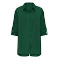 thumbnail image 6 of Women's Casual Loose Two Piece Sets Long Sleeve Shirt with Shorts Trendy Summer 2025 Outfits Green,XL, 6 of 7