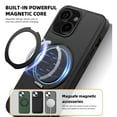 thumbnail image 7 of 3-in-1 [Magnetic+KickStand+Ring Holder] for iPhone 13 PU Leather Case, Compatible with MagSafe, Invisible 360° Rotatable Ring Stand Shockproof Protective Magnetic Cover,Black, 7 of 7
