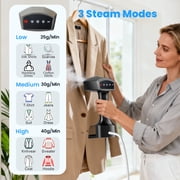 Steamer for Clothes, 1500W Portable Handheld Garment Steamer with Powerful Steam, 15s Fast Heat-up & 3 Steam Settings, 350ml Removable Tank, Black