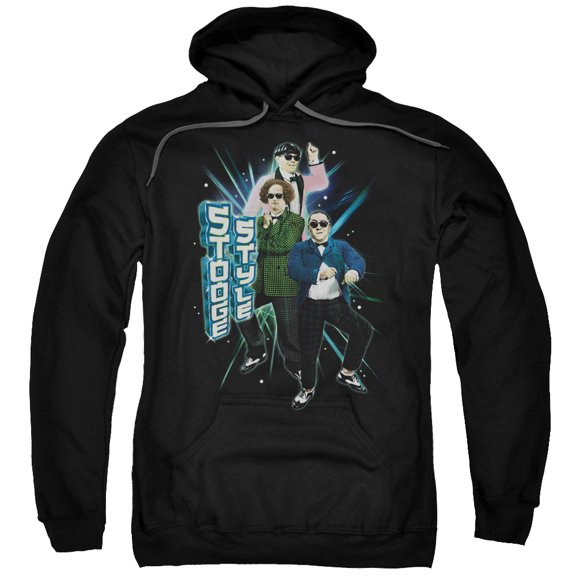 Three StoogeS/Stooge Style Adult Pullover Hoodie Sweatshirt Black