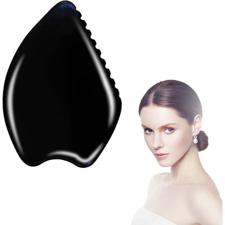 Black Bianstone Guasha Board for Face & Body, Black Gua Sha Comb, Guasha Tool for Face, Body Gua Sha Stone, Real Gua Sha Massage Tool - Gua Sha Facial Tool Unique 4 Edge Guasha Tool for Face