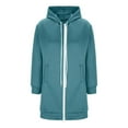 thumbnail image 3 of Long Hoodies for Women 2025 Fall Winter Long Sleeve Plain Zip Up Hooded Sweatshirt with Pockets Cardigan Jacket Coat, 3 of 5