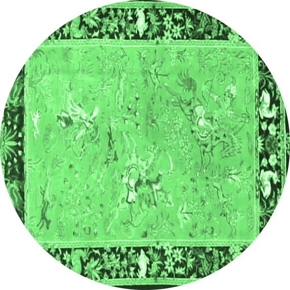 Ahgly Company Indoor Round Animal Emerald Green Traditional Area Rugs, 4' Round
