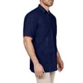 thumbnail image 2 of J. METHOD Men's Short Sleeve Cuban Guayabera Button Down Shirts Classic Embroidered 4 Pockets Casual Top NEMT112 Navy 3XL, 2 of 6