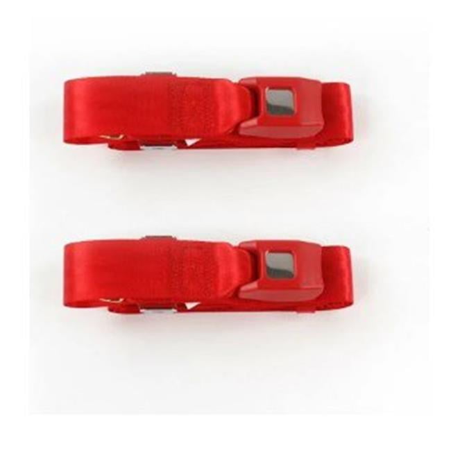 Standard 3 Point Red Retractable Bucket Seat Belt Kit with Bracketry for 19621988 Jeep