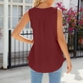 thumbnail image 5 of Summer 2025 Women's Tank Tops Sleeveless Round Neck Buttons Casual Loose Fit Solid Shirts Wine M, 5 of 6