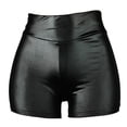 thumbnail image 3 of ALSLIAO Pantalones cortos sexis de PU de cintura alta para mujer, pantalones cortos casuales ajustados de verano elásticos, negros M, 3 of 8