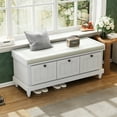 thumbnail image 2 of Harper & Bright Designs Shoe Storage Bench with Cushion, Entryway Shoe Bench with Seat and Three Drawers for Hallway Living Room, Light Gray, 2 of 14