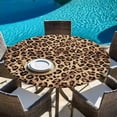thumbnail image 6 of Leopard Printed Round Tablecloth, Fitted Table Cover with Elastic for 55"-60" Round Tables, Modern Animals Textured Brown Table Cloth Outdoor Indoor Dinning Party Waterproof Tablecloths, 6 of 7
