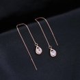 thumbnail image 3 of Solid 925 Sterling Silver CZ Droplet Chain Dangle Earrings for Women Teens Tassel Dangle Earrings Threader, 3 of 11