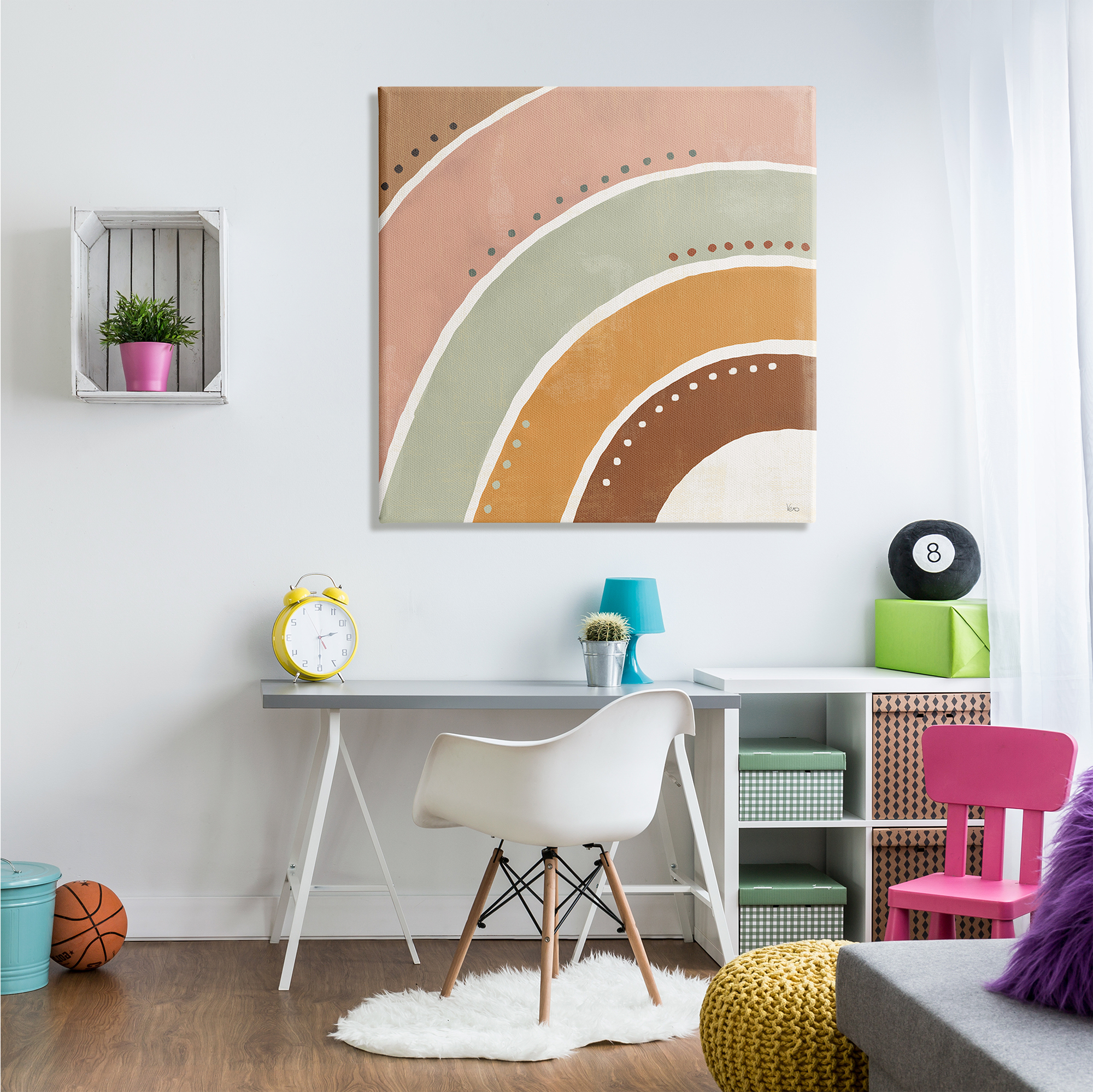 Stupell Indtries Desert Half Rainbow Arches Polka Dot Stripes,36 x 36,Design by Veronique Charron