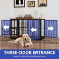 thumbnail image 3 of ModFusion 3-Door Brown Wood Texture Metal Dog Cage - Stackable Design with Corner L-Shape & Rotating Double Feeding Bowl, 3 of 10