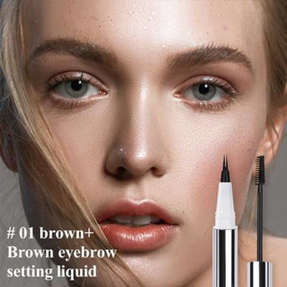 Micro Brow Pencil, Eyebrow Pen, Precise Eye Brow Makeup Pen, 2-in-1 Microfork Liquid Eyebrow Pencil Waterproof Three-dimensional Natural Lasting