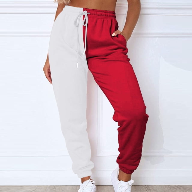 LSLJS Cadeaux pour Maman Femmes Pantalon Décontracté Patchwork Taille Haute à Cordon avec Multi-Poches Corset Pantalon Long Pantalon de Travail pour Femmes