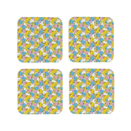 

Tideii Colorful Duck for Leather Coasters 4 Pieces Anti-fouling and Anti-scalding Decorative Coasters Suitable for Restaurants Kitchens Coffee Shops-Square