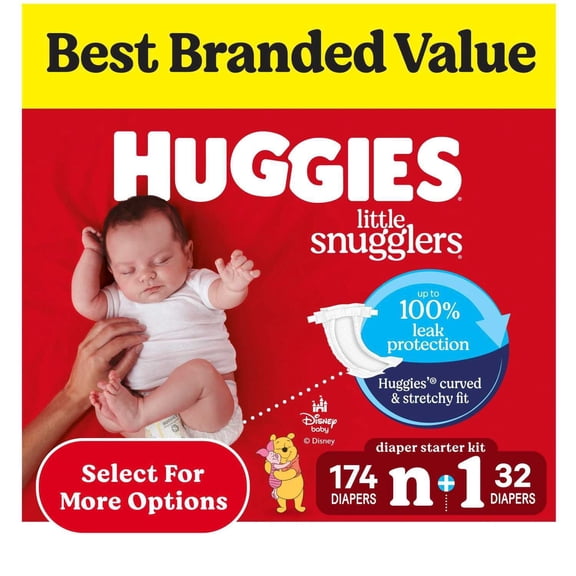 Huggies Little Snugglers Baby Diapers, Newborn - 206 Count