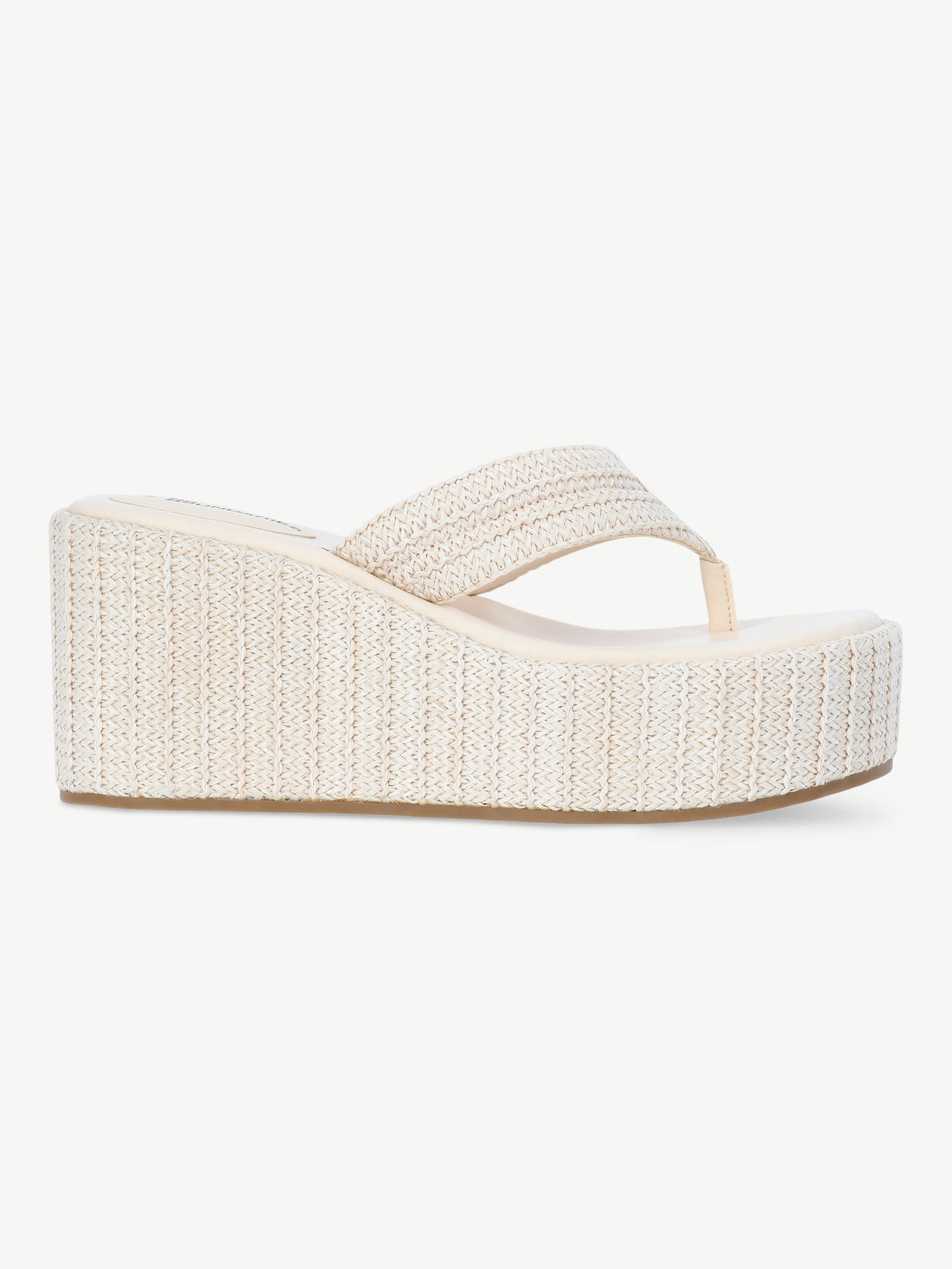 No Boundaries Raffia Platform Thong Sandals, Women's