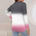 thumbnail image 4 of WTOBBY Women's Ombre Print Polo Shirt - Long Sleeve Casual V-Neck Zipper Detail Tops for Women, Spring Fall Fashion Comfort Stretch Gradient Design,Pink XL, 4 of 7