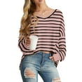 thumbnail image 2 of Cueply Women's Long Sleeve Blouses Waffle Knited Fashion Fall Tops V Neck Loose Pullover T Shirts, 2 of 6