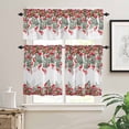 thumbnail image 2 of Poinsettia Berry Kitchen Curtains and Valances Set, Red Floral Winter Watercolor Plants Rod Pocket Window Valance 18 Inch Window Curtain Panels for Living Room Bedroom Laundry, 27.5x36in, 3 Pieces, 2 of 7