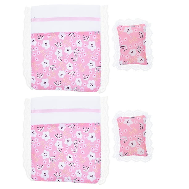 BRIGHTFUFU Juego de 2 muebles de casa de muñecas en miniatura con literas dobles, ropa de cama, almohadas para muñecas bebés, decoración de dormitorio de casa de muñecas y diversión para jugar