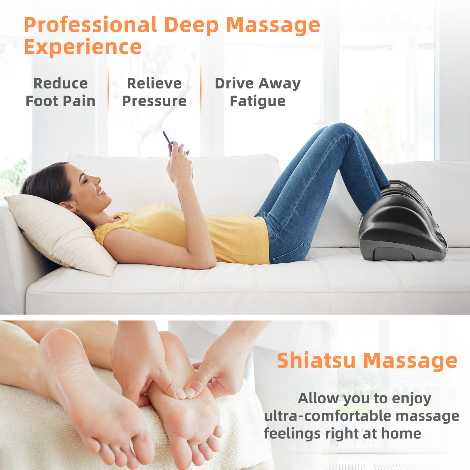 Giantex Foot Massager Machine, Electric Therapeutic Shiatsu Foot Calf Massager w/Kneading & Rolling for Foot & Ankle Pain, Gray