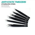 thumbnail image 3 of ESD Anti-Static Stainless Steel Tweezers Precision Maintenance Industrial Repair Curved Tool Home Working Model Making Hand Tool Option 3, 3 of 6