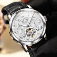 thumbnail image 3 of OLEVS Automatic Watches for Men Self Winding Mechanical Skeleton Flywheel Multifunction Luxury Dress Roma Rumerals Calendar Waterproof Luminous Men Wrist Watches Leather, 3 of 13