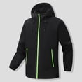 thumbnail image 2 of Mens Windbreaker Zip Front Windbreaker Jacket Fashion Casual Outdoor Work Bag Long Sleeve Hooded Casual Coat/jacket Jacket Black 2XL, 2 of 8