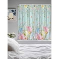 thumbnail image 3 of Easter Eggs Living Room Curtains 2 Panel, Spring Daisy Eucalyptus Leaves Teal Wooden Cafe Window Treatment, Extra Long Farmhouse Bedroom Bathroom Kitchen Curtains Drapes 104"x72", 3 of 6