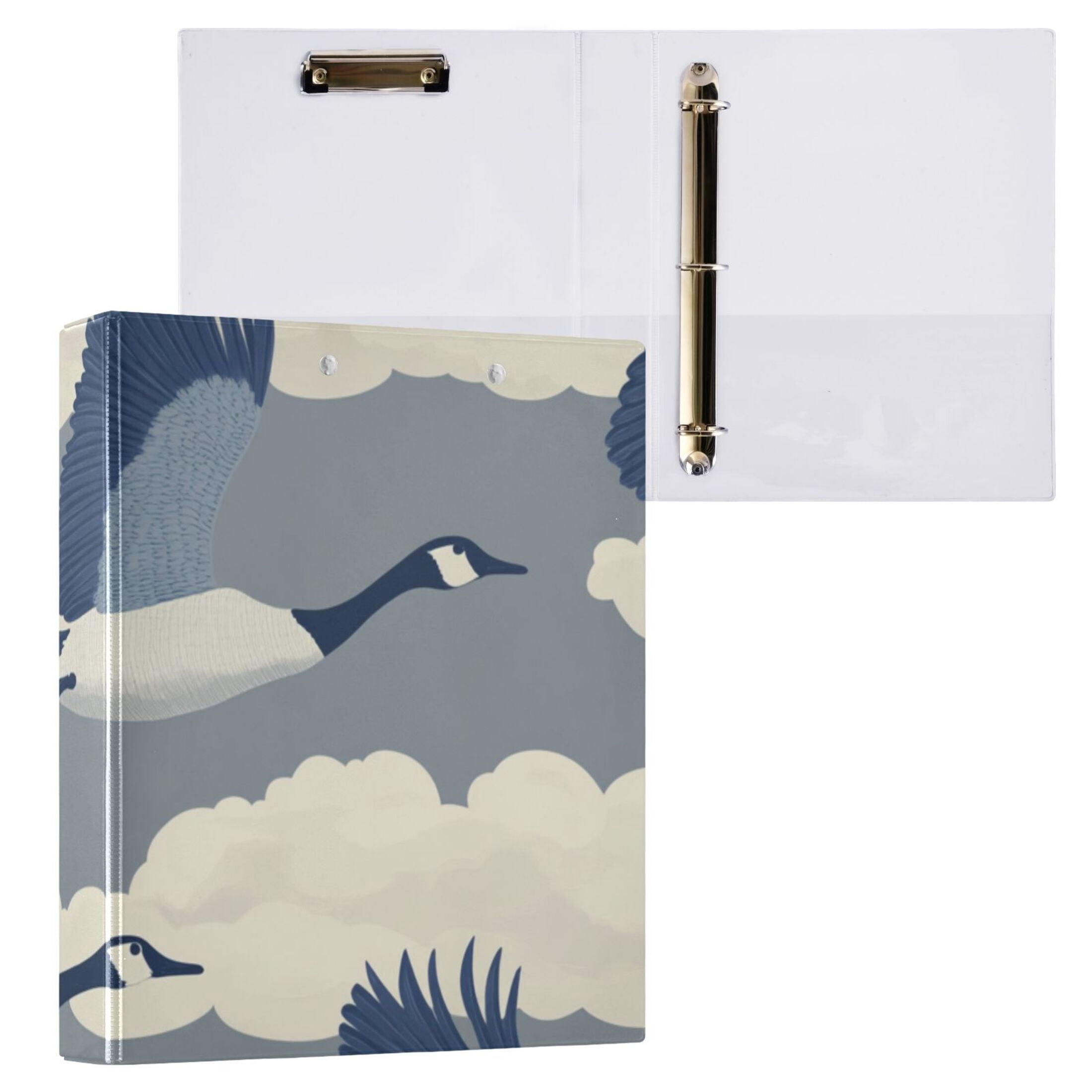 Flying Birds 3 Ring Binders 1.5 inch Hardcover File Folders with Interior Pockets A4 Size Organizer for School Office Hospital Set of 2
